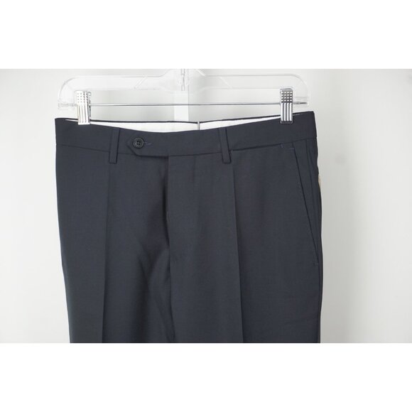 Burberry London Slim Fit Dark Blue S100s Wool Pants Sz 44 NEW